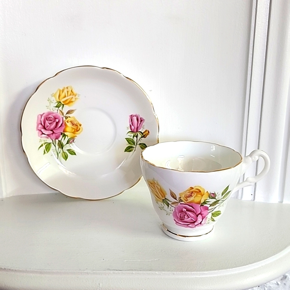 2 of 2 Consort Fine Bone China Teacup And Saucer Set England